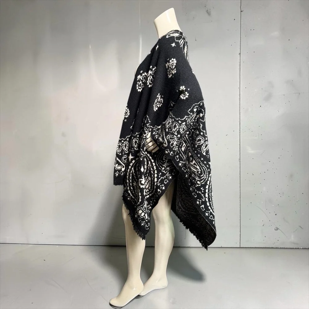 OTHER WESTERN BANDANA PONCHO BLACK OS